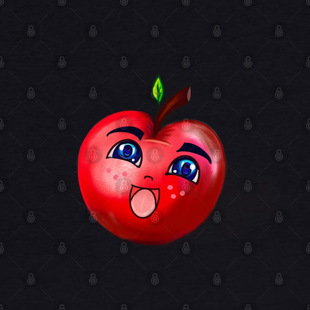 Smiling anime manga red apple by Artonmytee